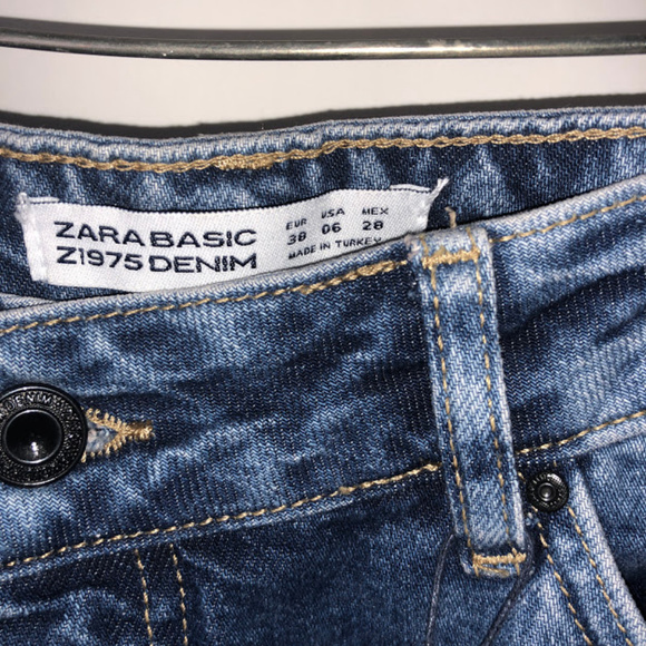 Zara Basic Women's Sz 6 Pants Denim Cut Dark Blue - Picture 2 of 4